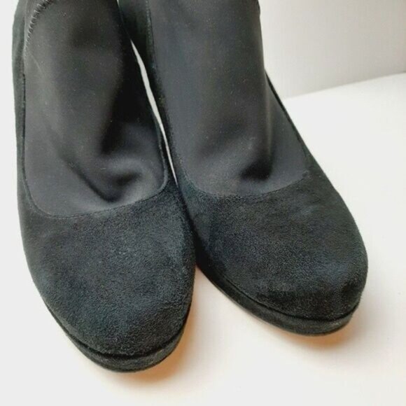 RON WHITE Italy Suede Low Platform Stiletto Heel Slip-on Shoes Sz 9.5 - Picture 7 of 15